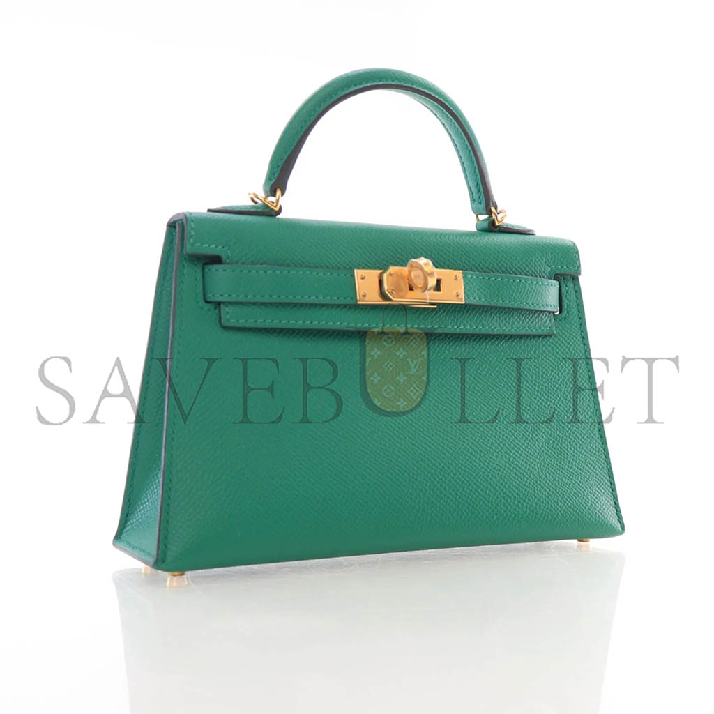 HERMÈS MASTER MINI KELLY II EPSOM MALACHITE GREEN GOLD BUCKLE (19*12*5.5cm) 